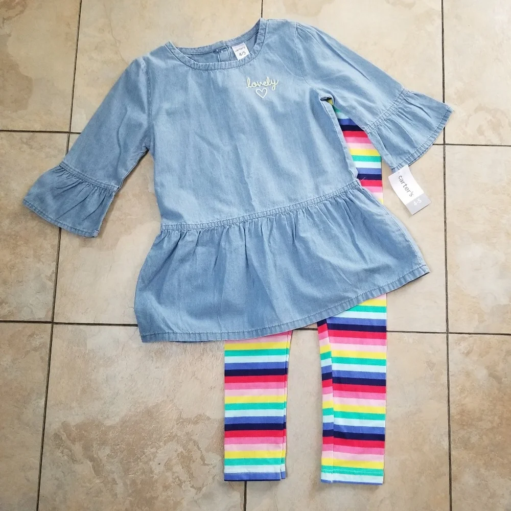 Carters striped embroidered